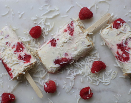 Raspberry, Lime & Coconut Frozen Yoghurt Bars