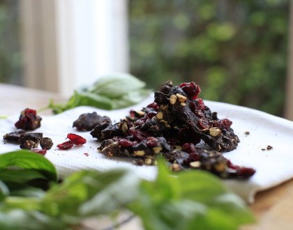 Chickpea, Dark Chocolate & Cranberry Bark