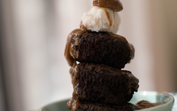 Hot Mocha Pudding with Coffee Sauce